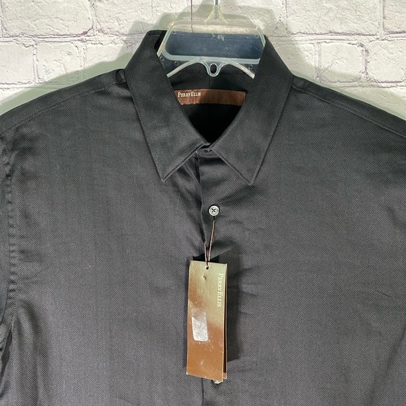 PERRY ELLIS Men's Black Dress Shirt NEW WITH TAGS. Size: Large - Picture 3 of 10